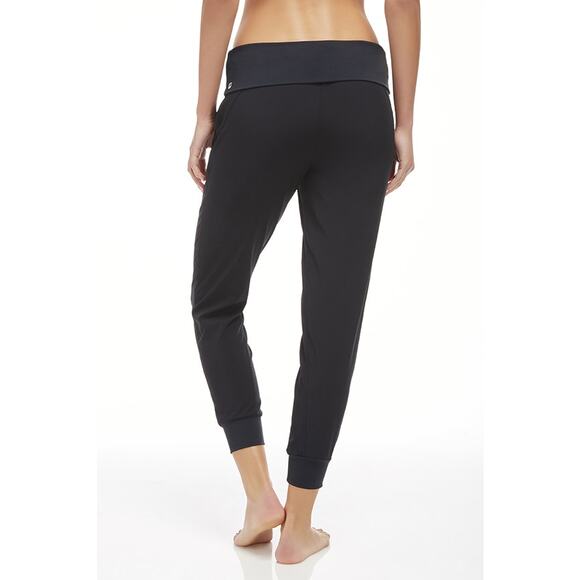 Fabletics Labaree Jogger Pants WMNS 2XL Black High Rise Fold Over Waist Cropped - Picture 3 of 13
